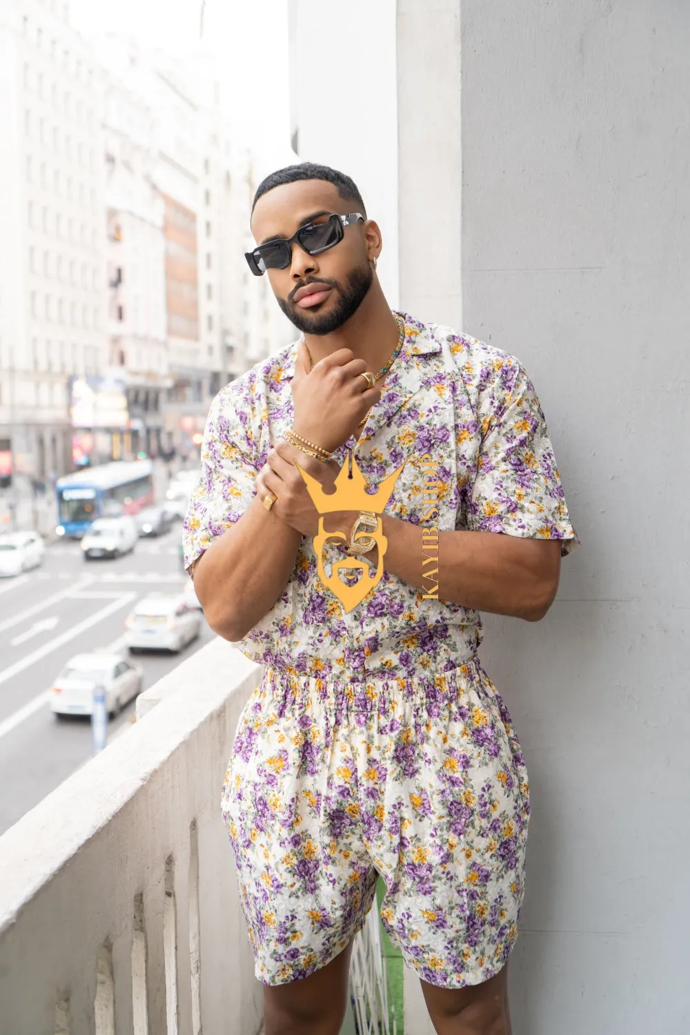 Flowers Spring/Summer Men's Lace Two-Piece Clothing