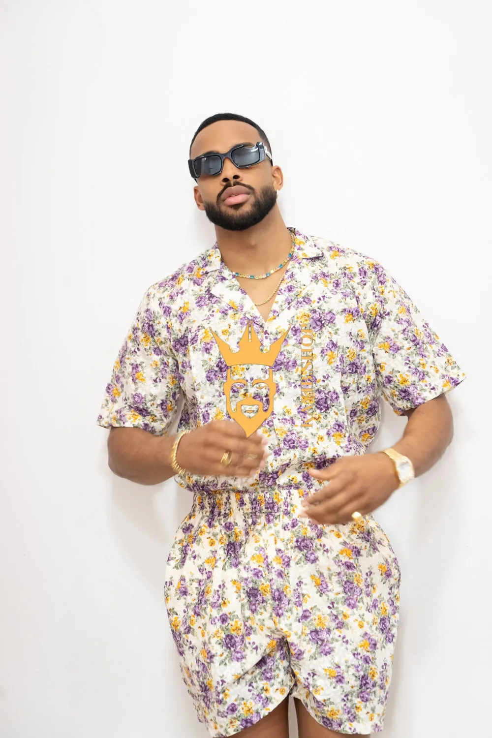 Flowers Spring/Summer Men's Lace Two-Piece Clothing