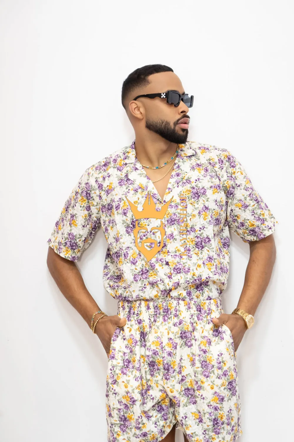 Flowers Spring/Summer Men's Lace Two-Piece Clothing