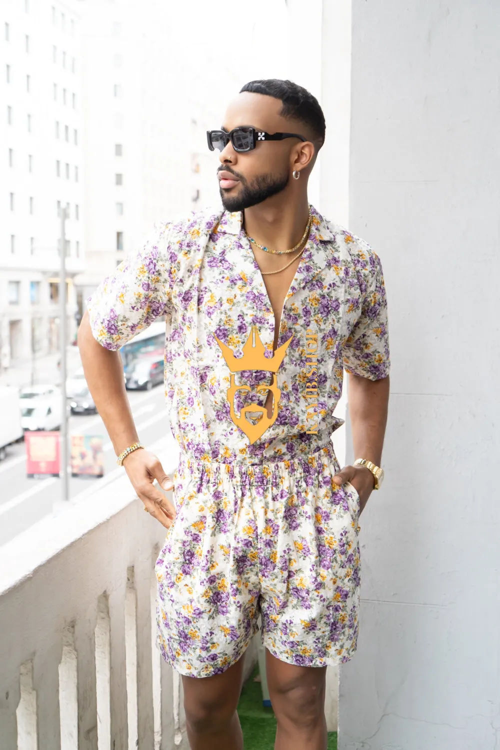 Flowers Spring/Summer Men's Lace Two-Piece Clothing