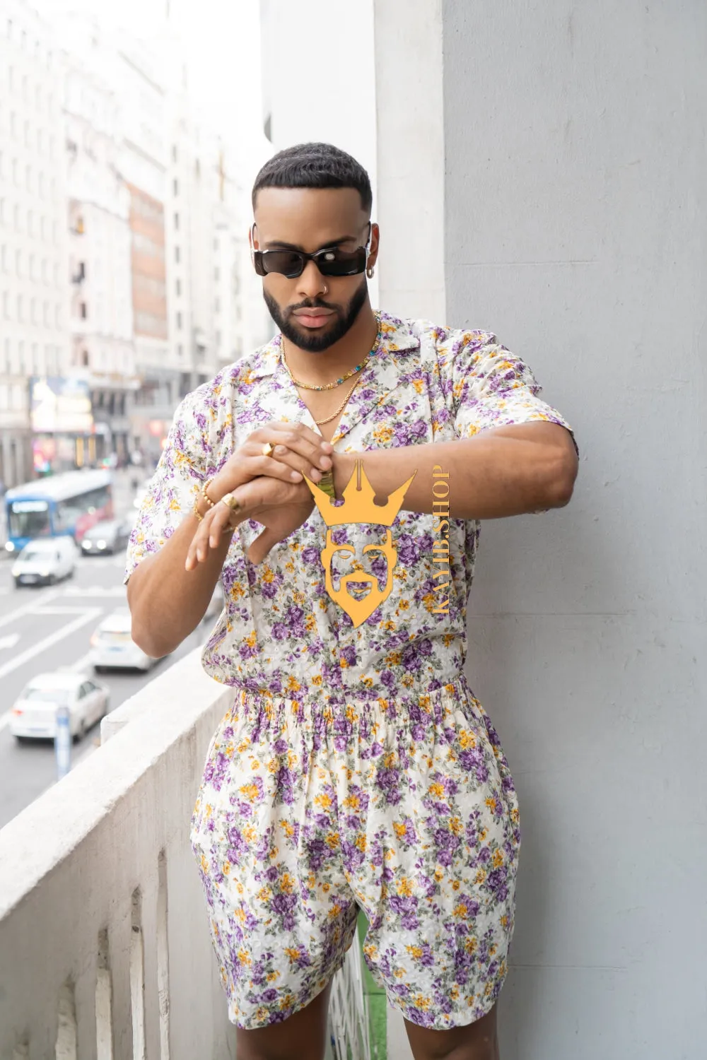 Flowers Spring/Summer Men's Lace Two-Piece Clothing