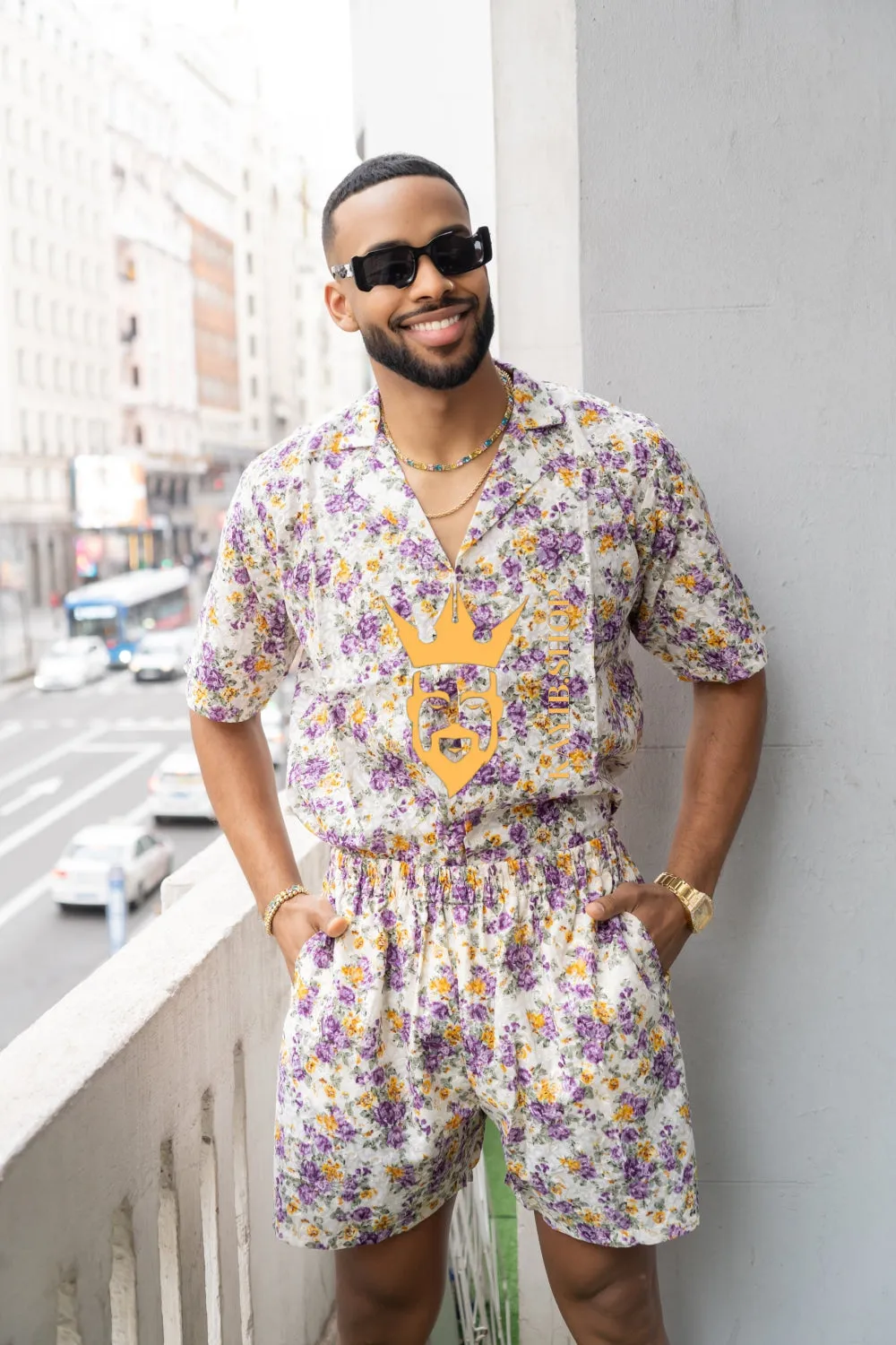 Flowers Spring/Summer Men's Lace Two-Piece Clothing