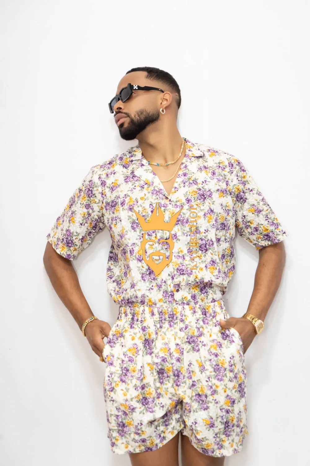 Flowers Spring/Summer Men's Lace Two-Piece Clothing