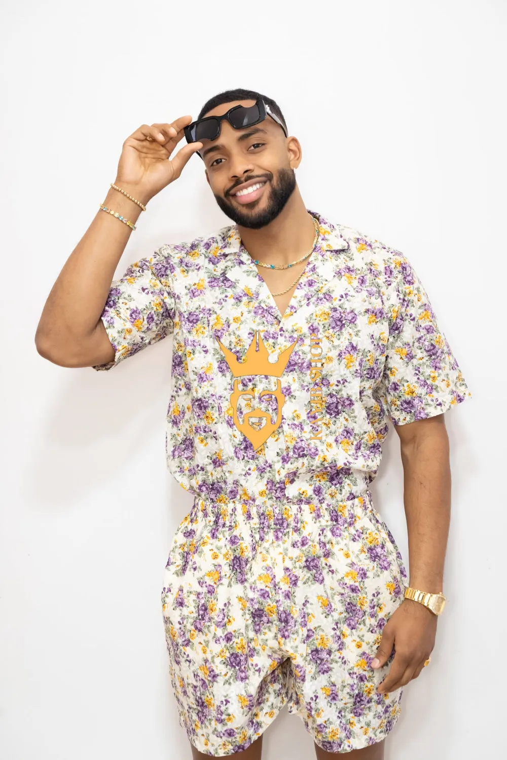 Flowers Spring/Summer Men's Lace Two-Piece Clothing