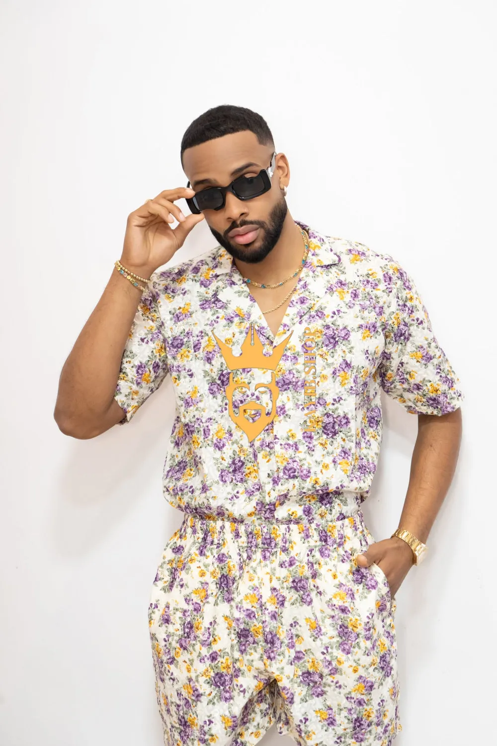 Flowers Spring/Summer Men's Lace Two-Piece Clothing