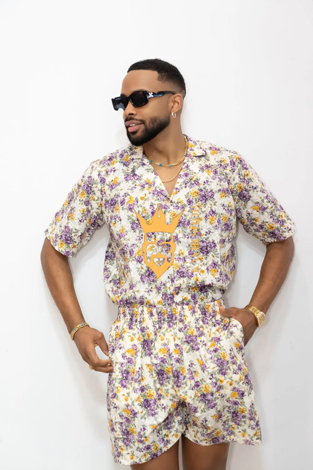Flowers Spring/Summer Men's Lace Two-Piece Clothing