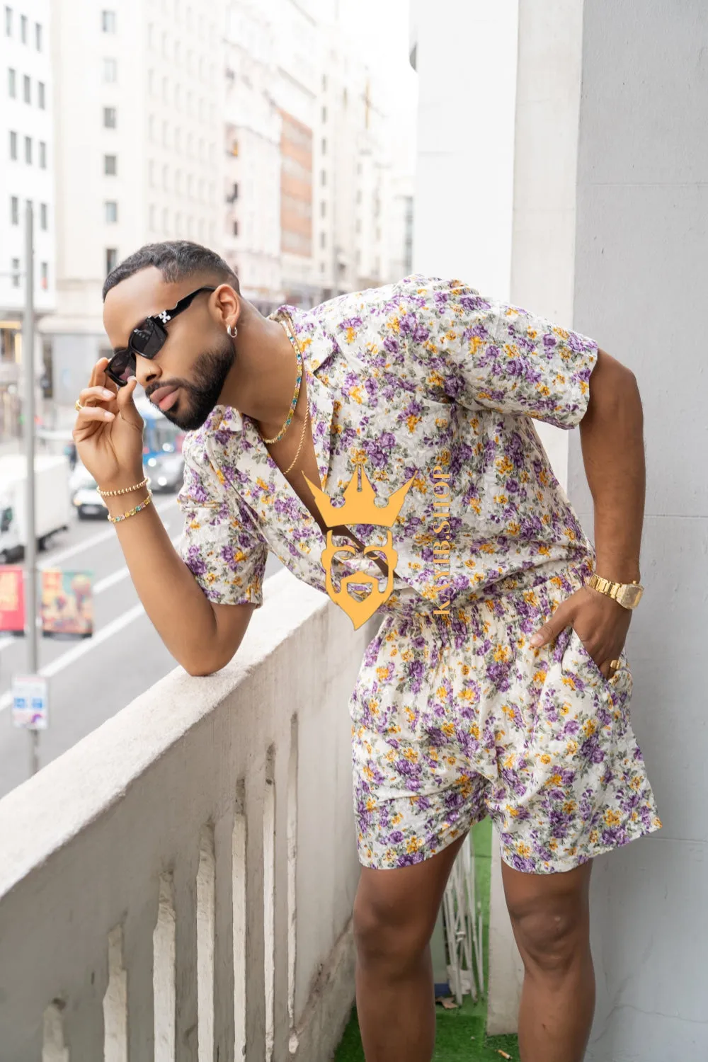 Flowers Spring/Summer Men's Lace Two-Piece Clothing