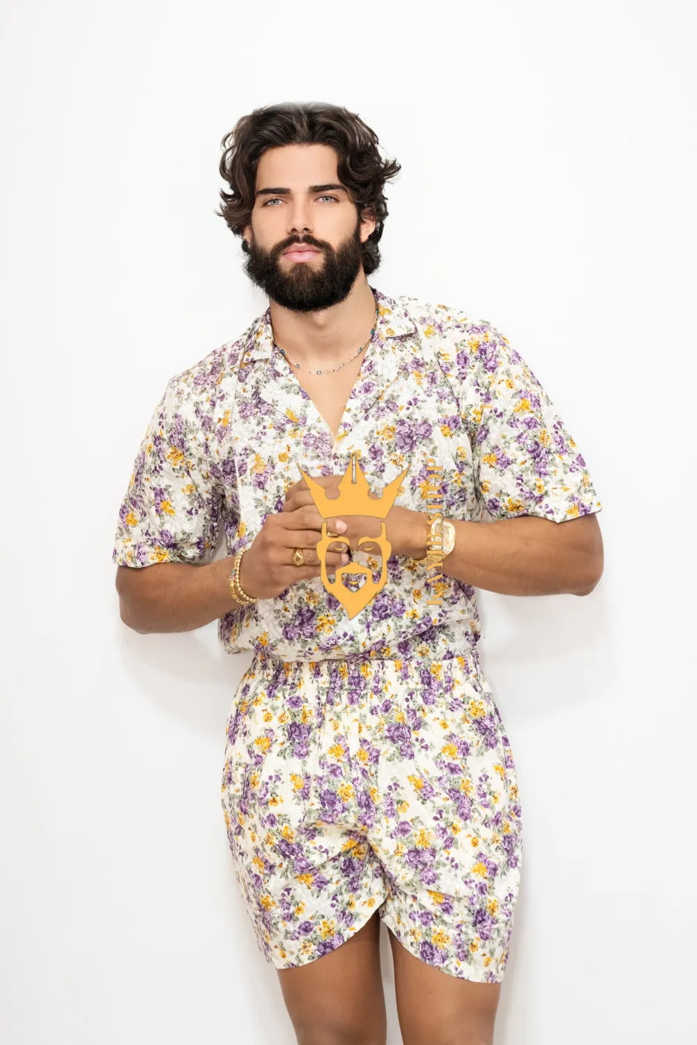 Flowers Spring/Summer Men's Lace Two-Piece Clothing