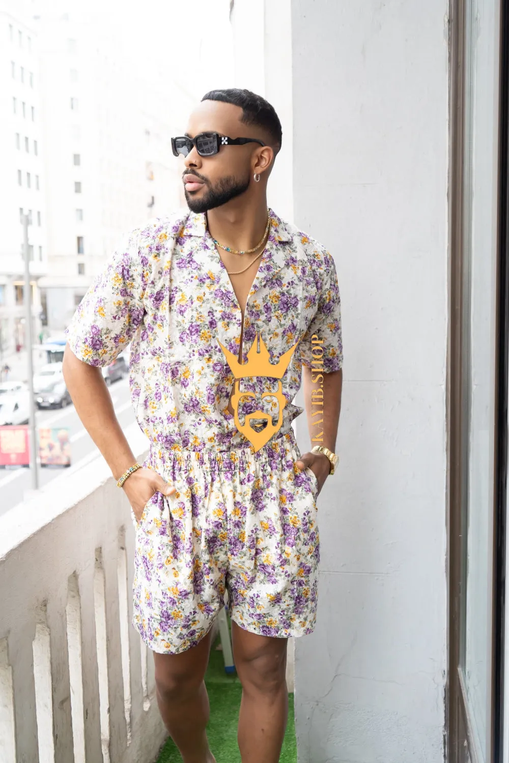 Flowers Spring/Summer Men's Lace Two-Piece Clothing