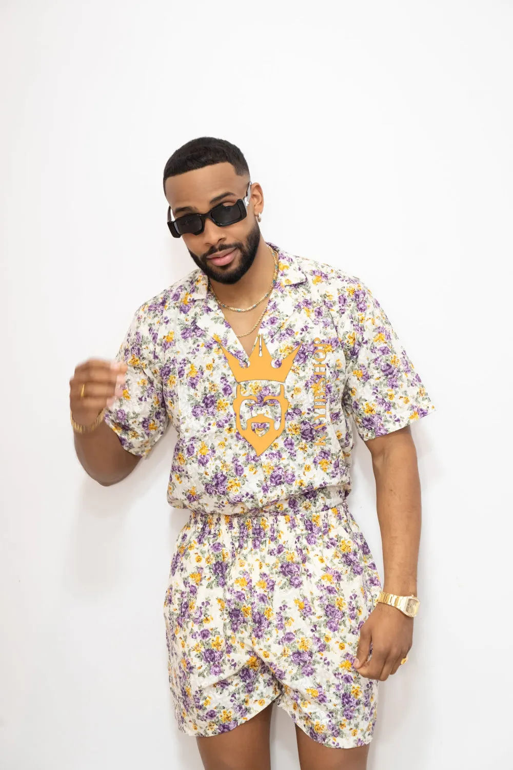 Flowers Spring/Summer Men's Lace Two-Piece Clothing