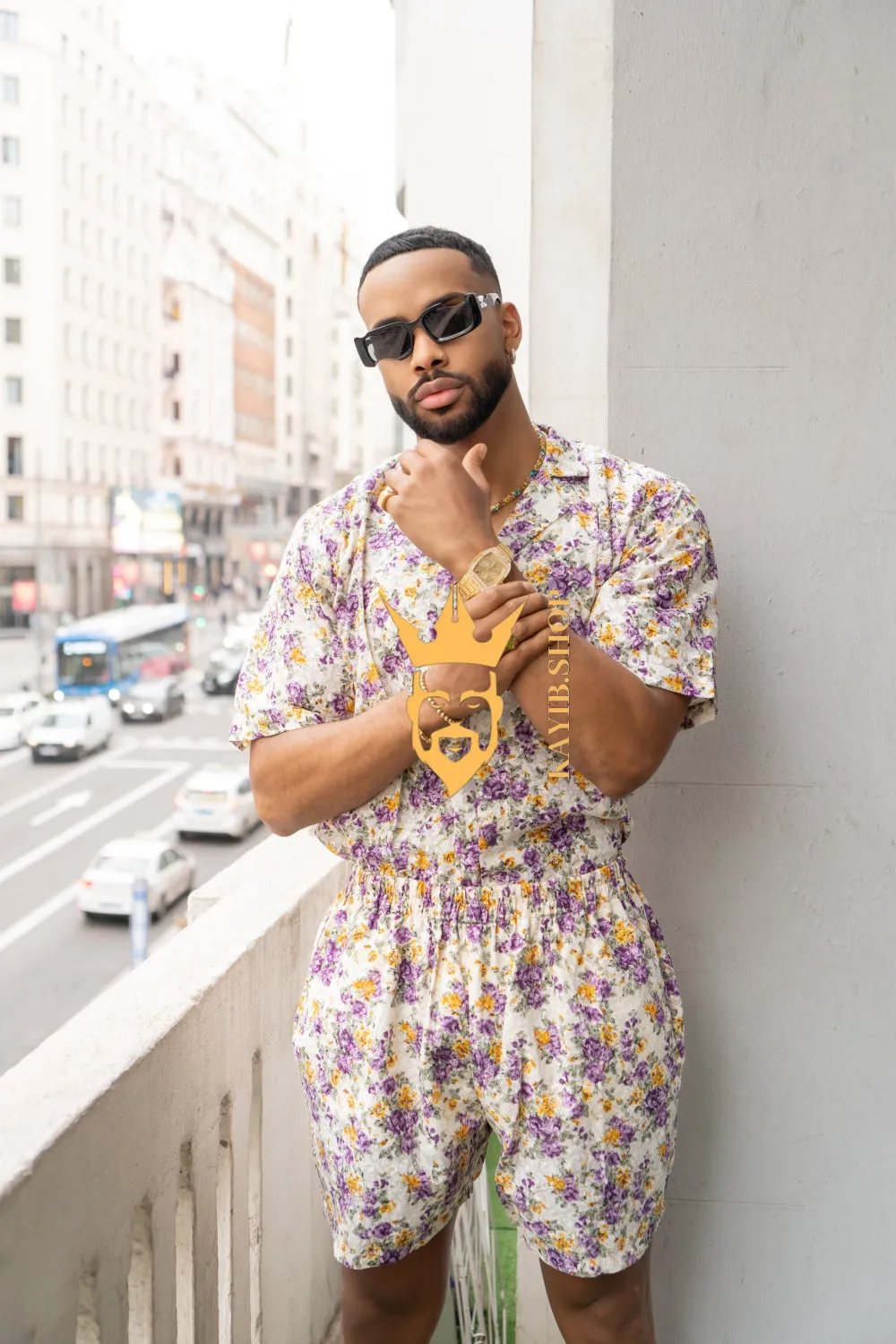 Flowers Spring/Summer Men's Lace Two-Piece Clothing