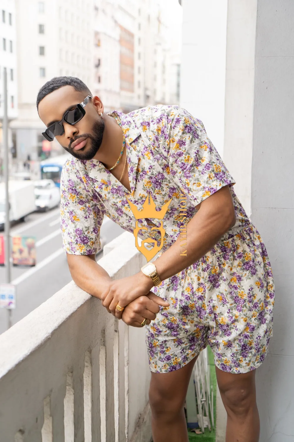 Flowers Spring/Summer Men's Lace Two-Piece Clothing