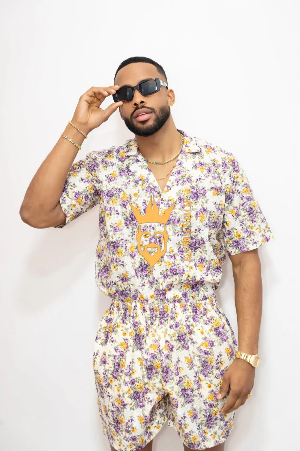 Flowers Spring/Summer Men's Lace Two-Piece Clothing