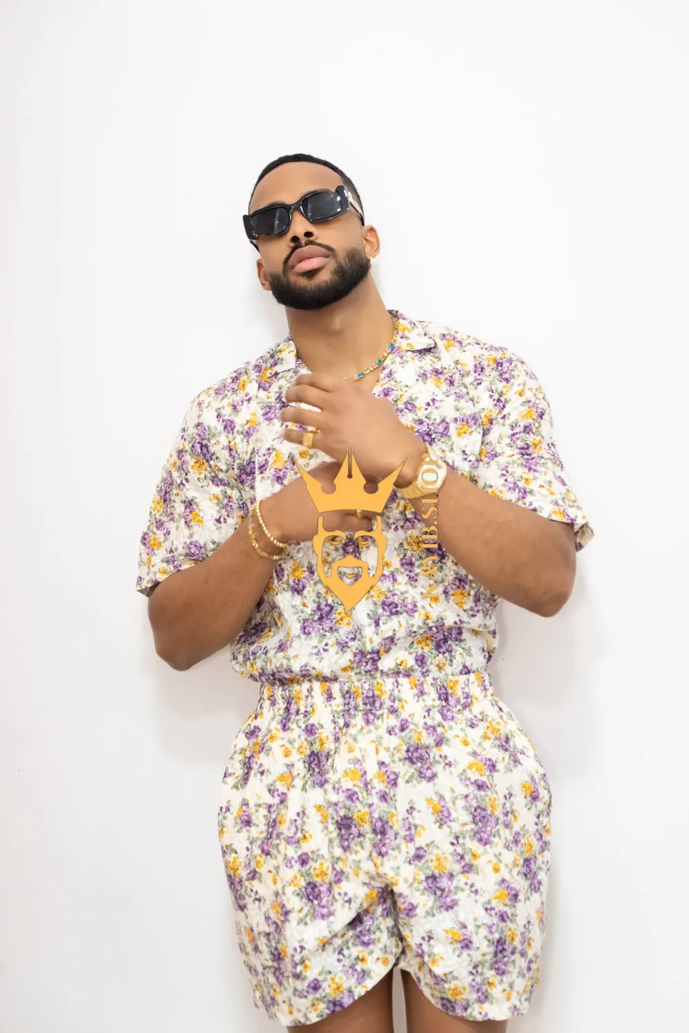 Flowers Spring/Summer Men's Lace Two-Piece Clothing