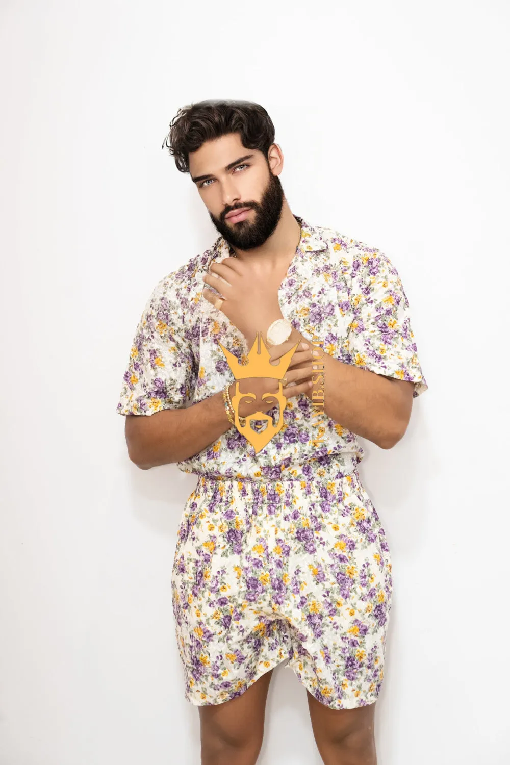 Flowers Spring/Summer Men's Lace Two-Piece Clothing