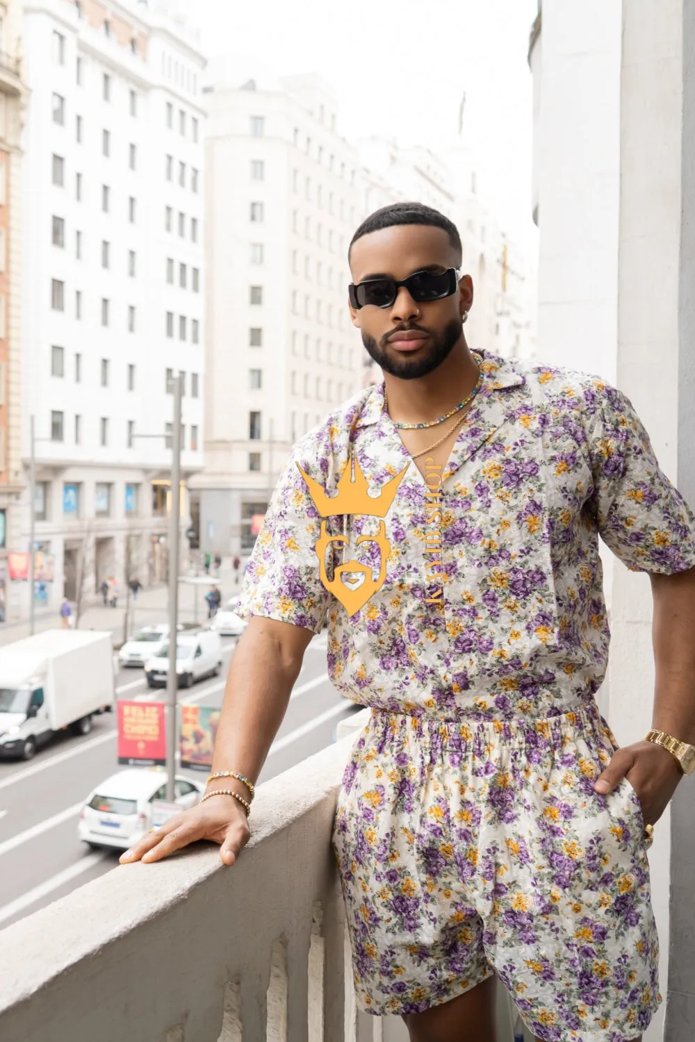 Flowers Spring/Summer Men's Lace Two-Piece Clothing