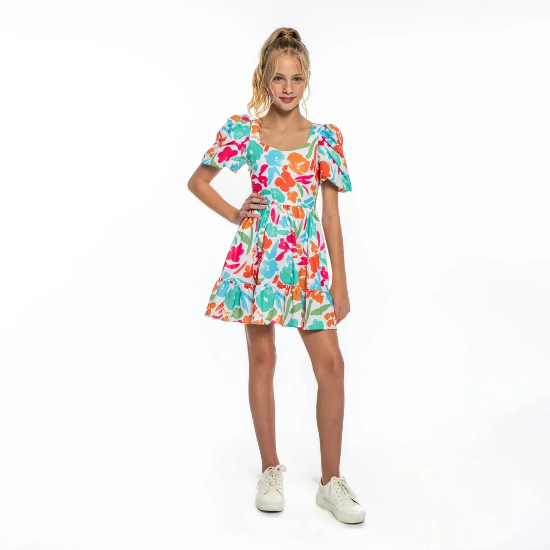 Girls Floral Mini Dress