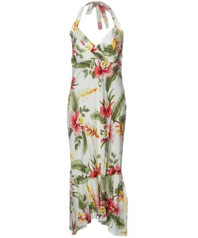 Halter Dress Tea Length Orchid Pua Beige