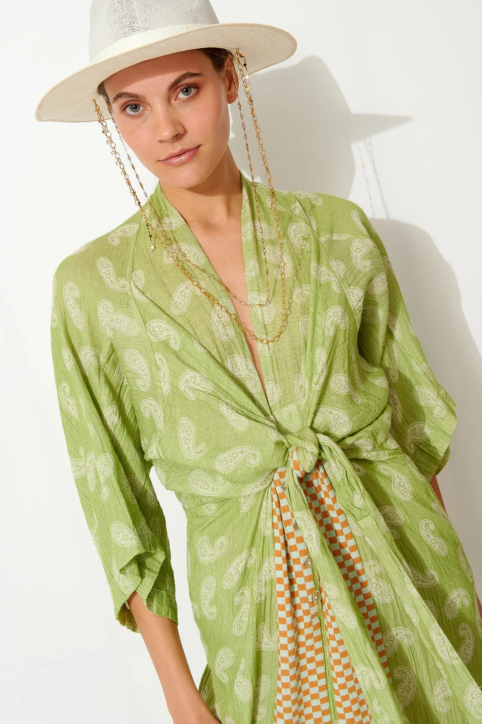 KIMONO DRESS "LACHOURI" GREEN