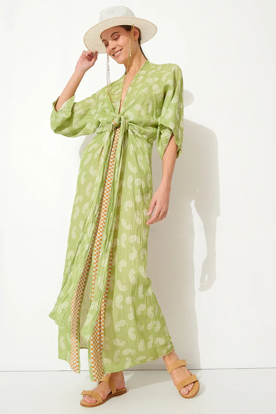 KIMONO DRESS "LACHOURI" GREEN