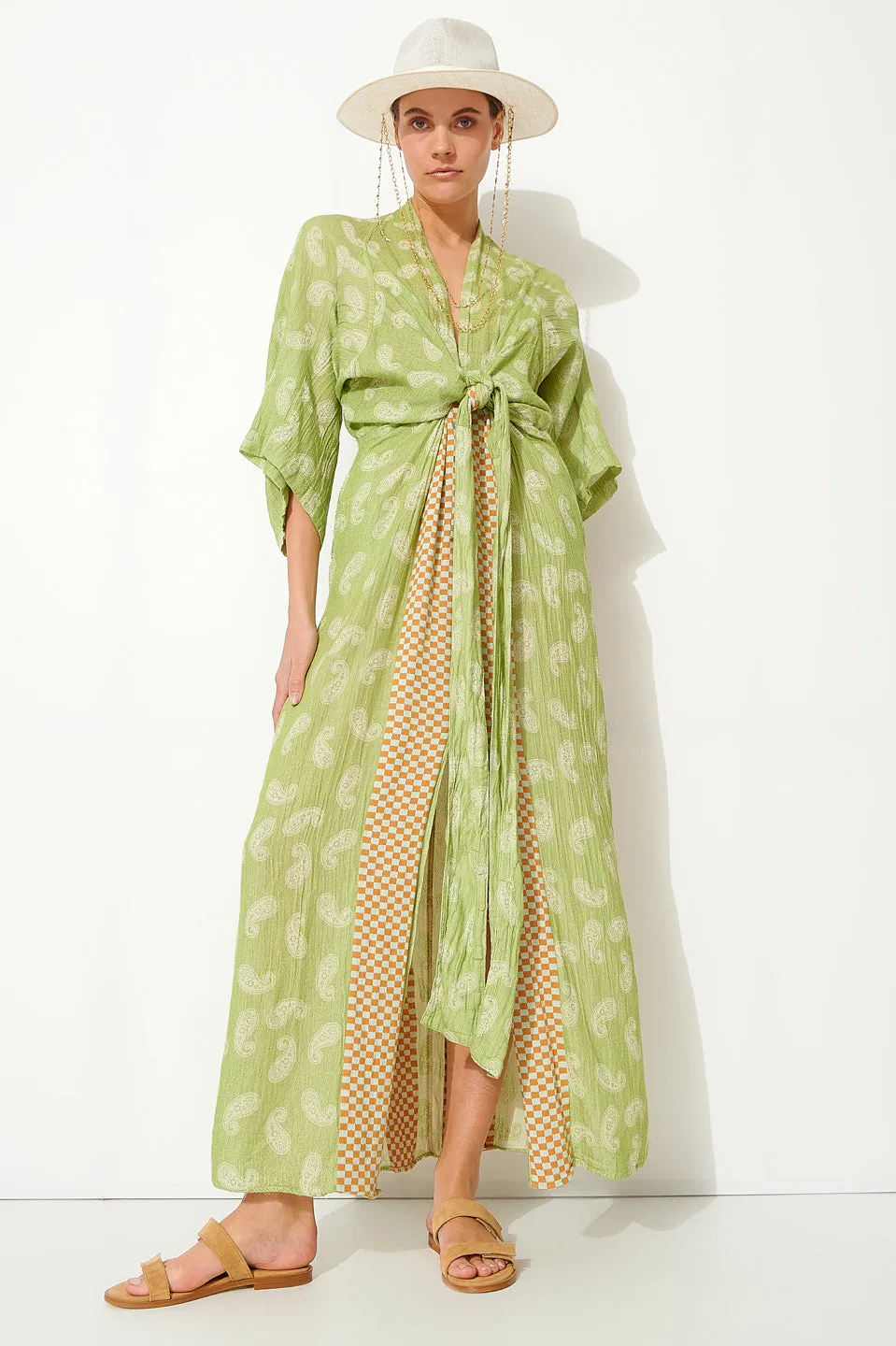 KIMONO DRESS "LACHOURI" GREEN