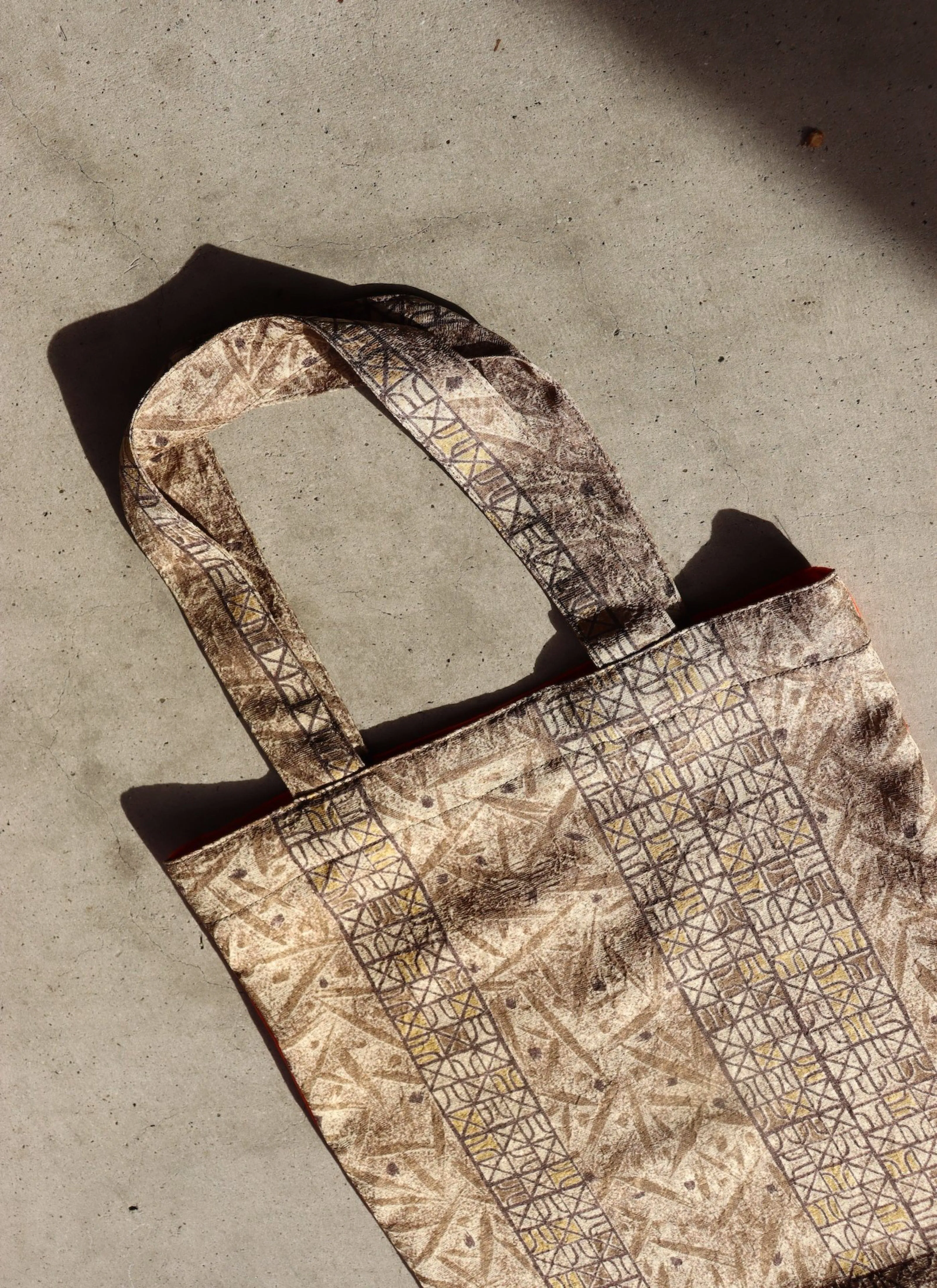 Kimono Tote- Brown x Neon Orange