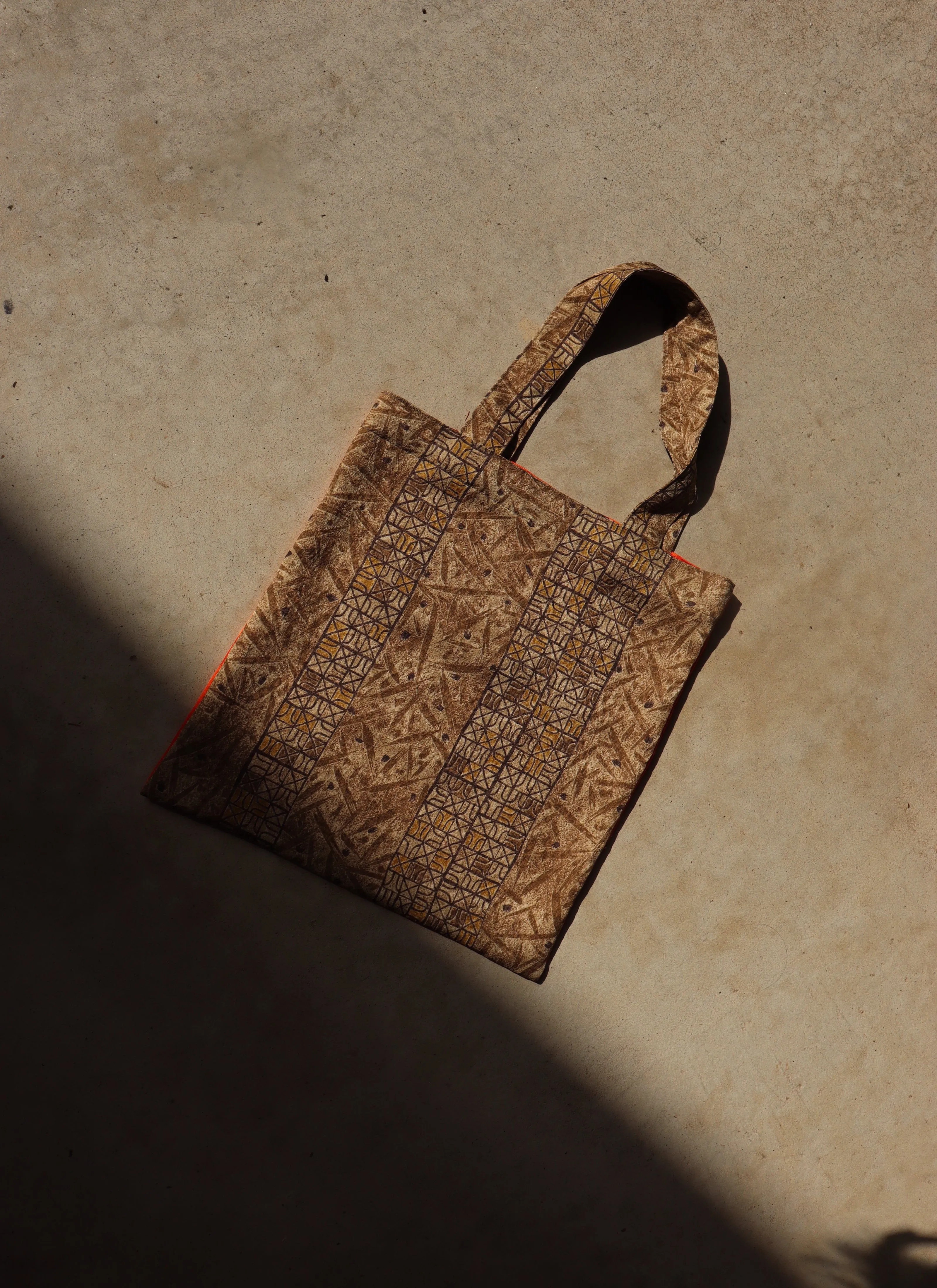 Kimono Tote- Brown x Neon Orange