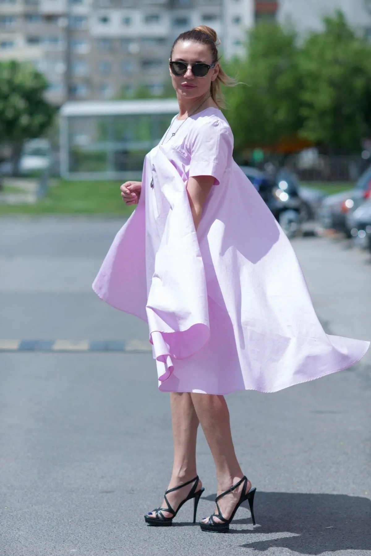 KOSARA Baby Pink Summer Maxi Dress