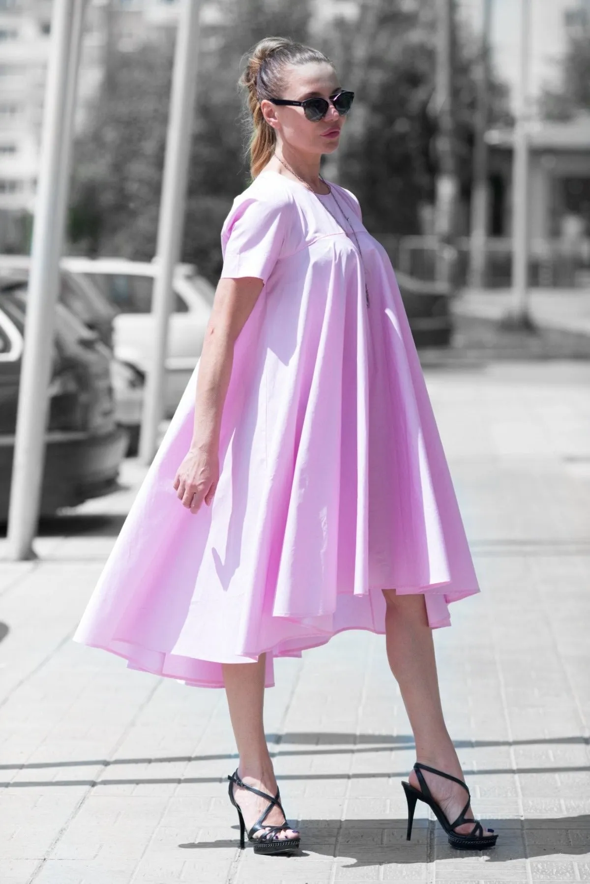 KOSARA Baby Pink Summer Maxi Dress