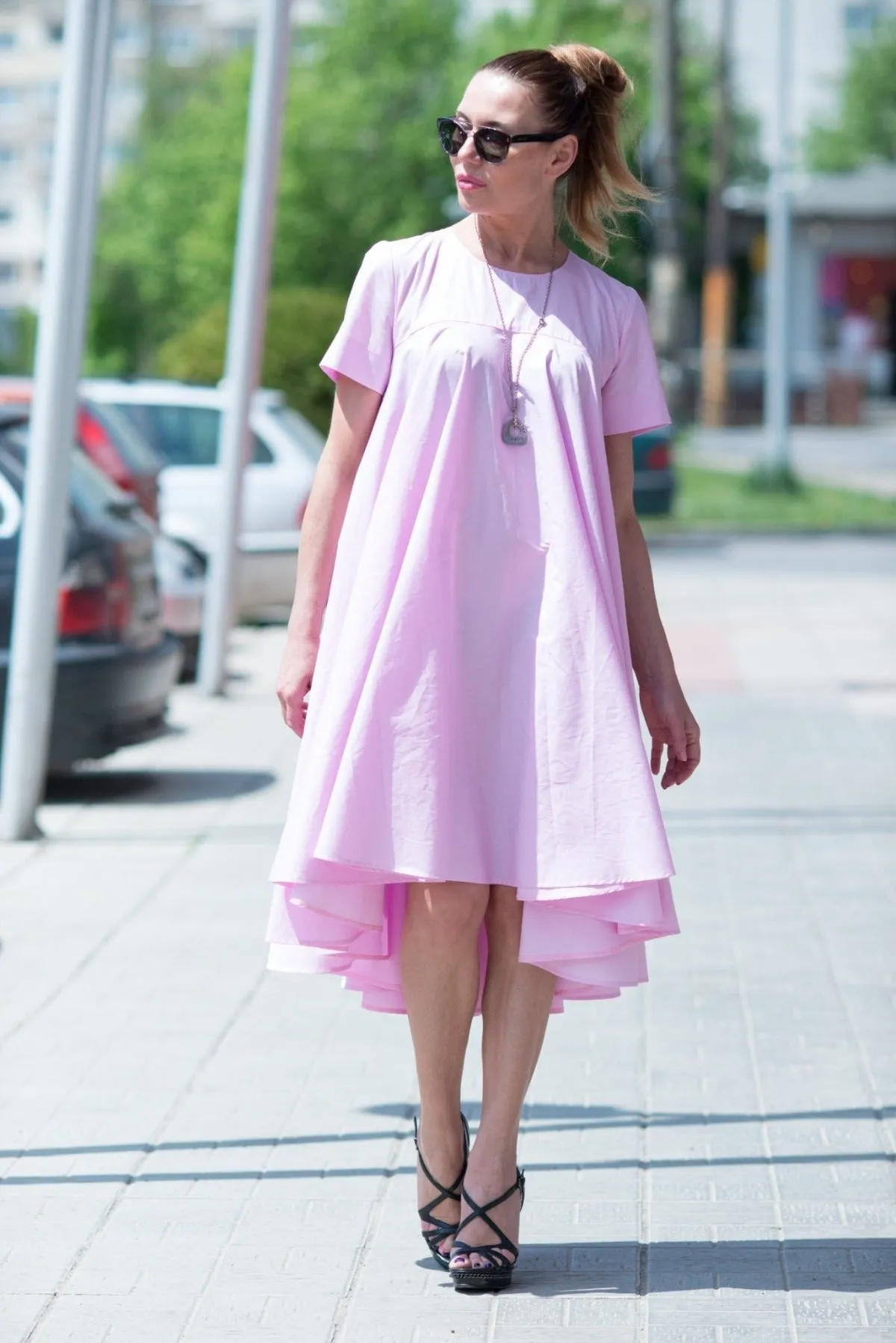 KOSARA Baby Pink Summer Maxi Dress