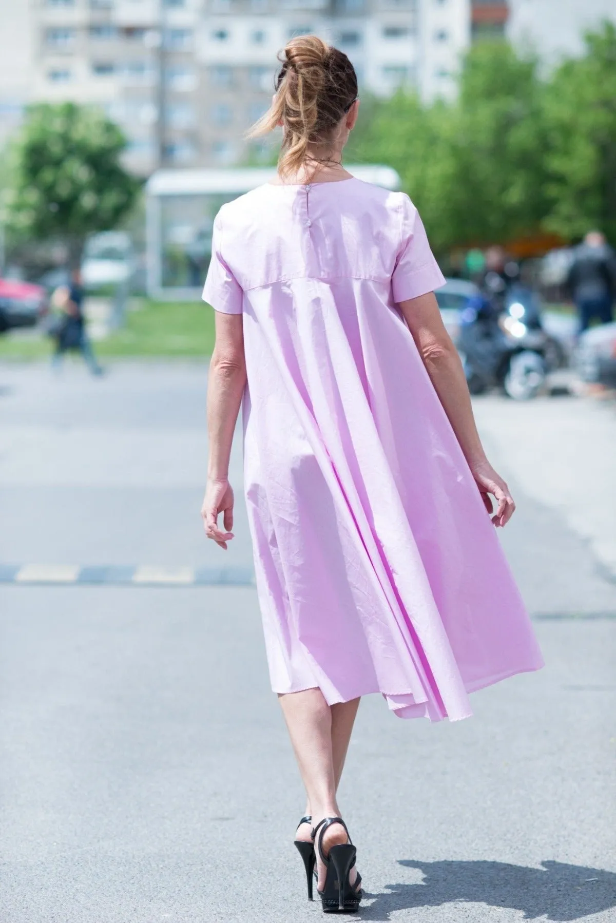KOSARA Baby Pink Summer Maxi Dress
