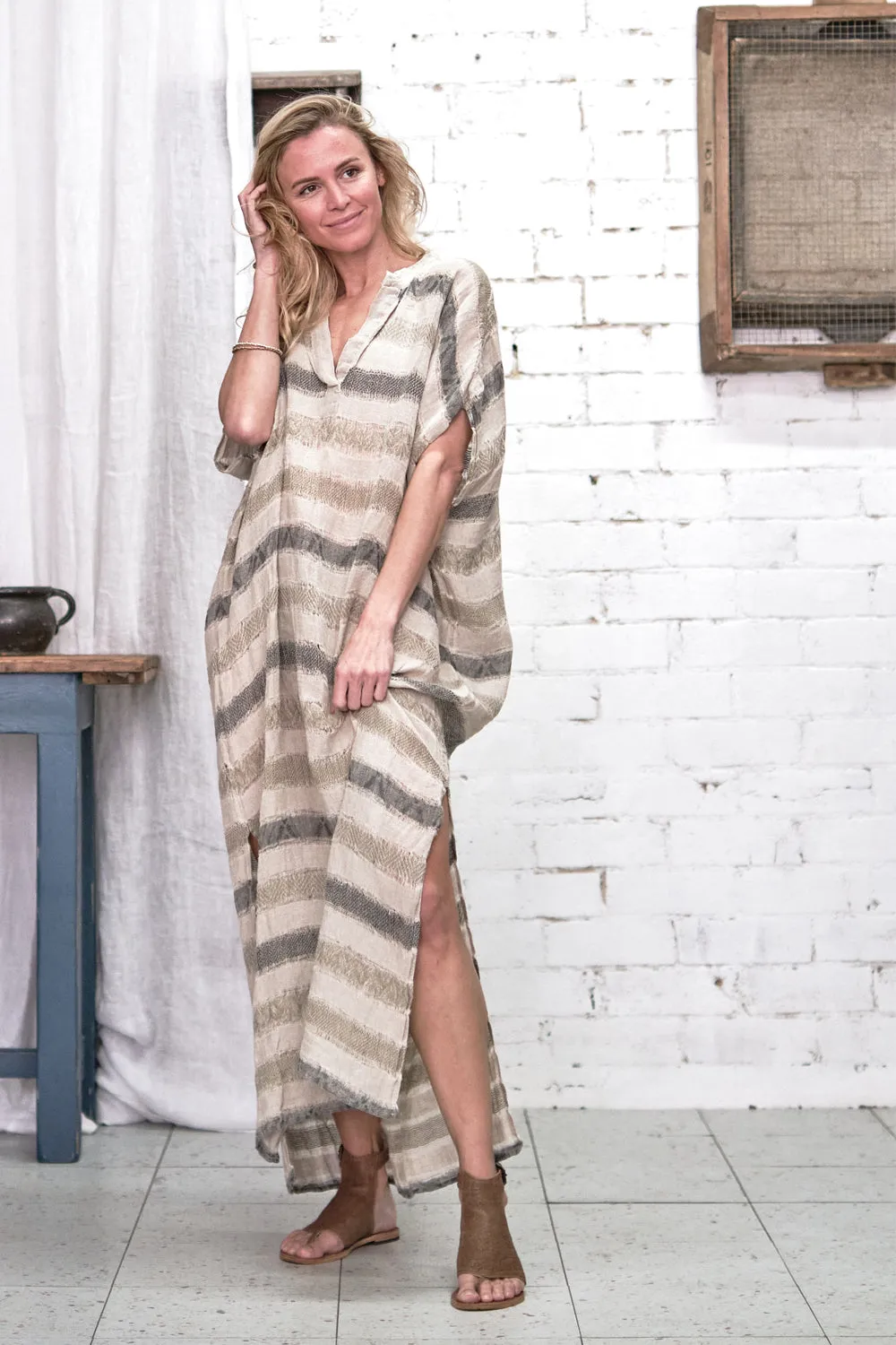 LA BOTTEGA DI BRUNELLA VESTITO PAPIRO RIGA MIX ROSMARINO NATURALE