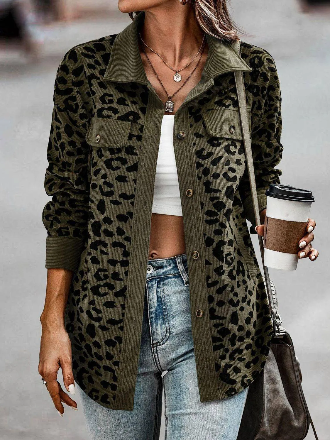 Leopard Print Button Up