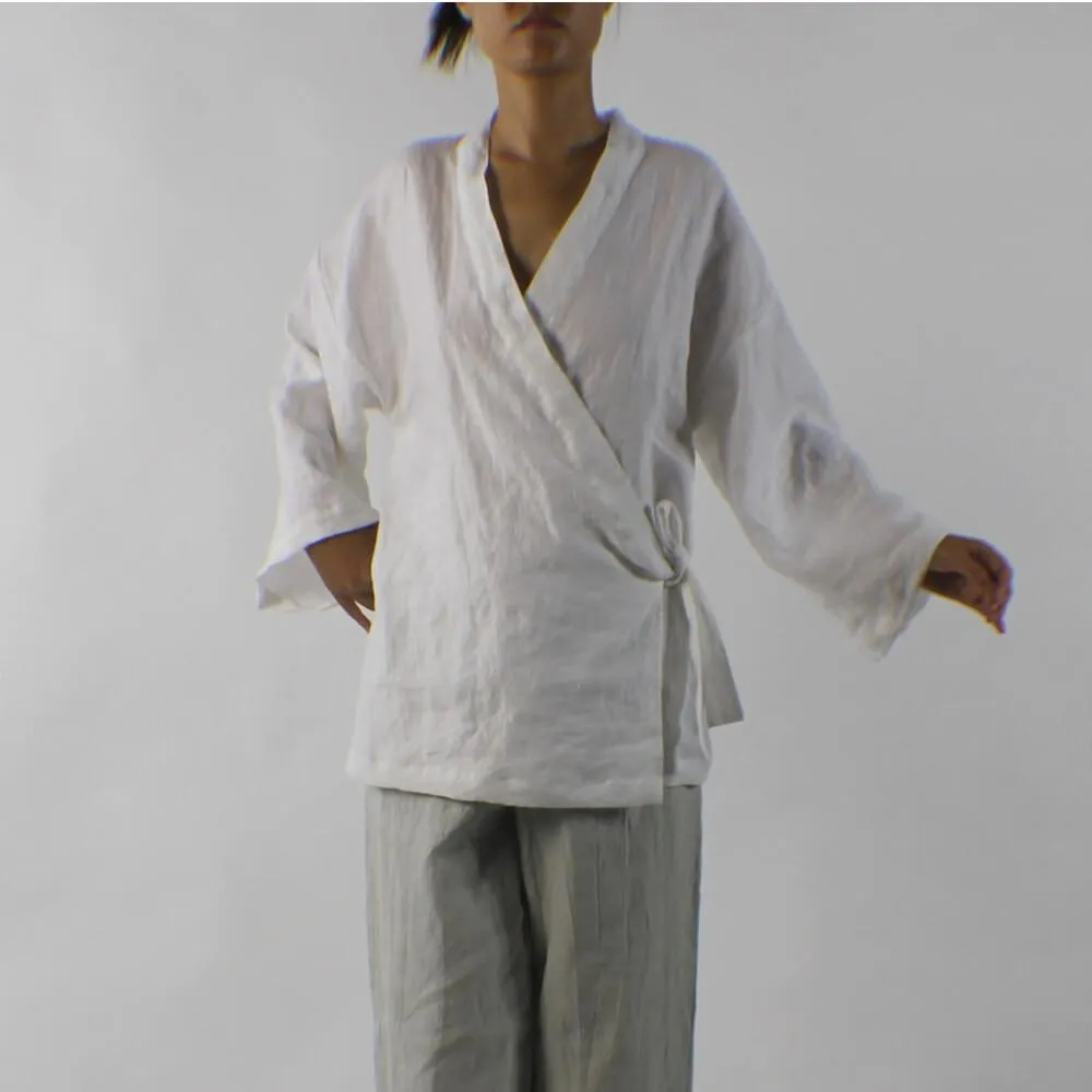 Linen Kimono Wrap Top