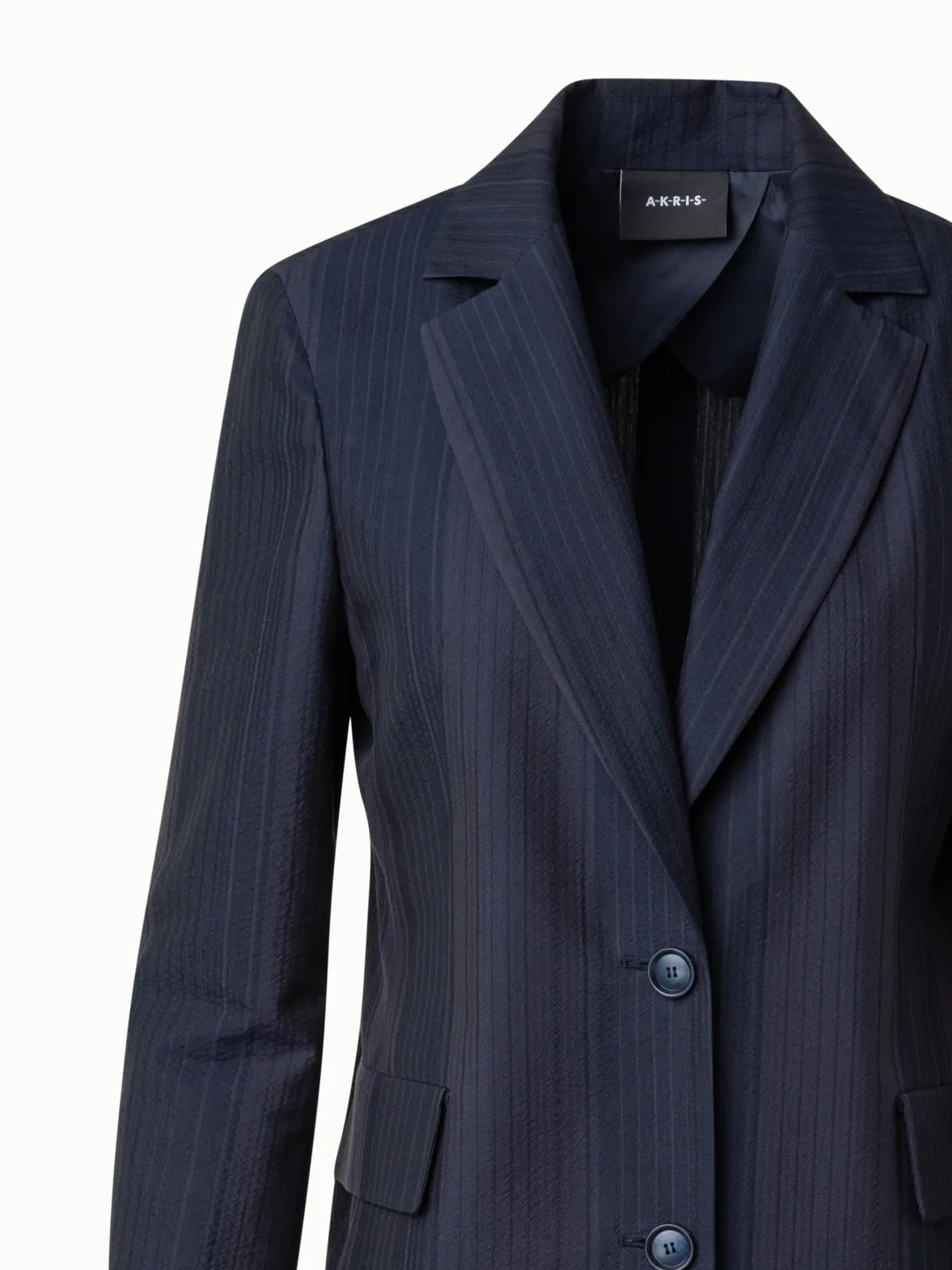 Long Jacket in Silk Cotton Seersucker