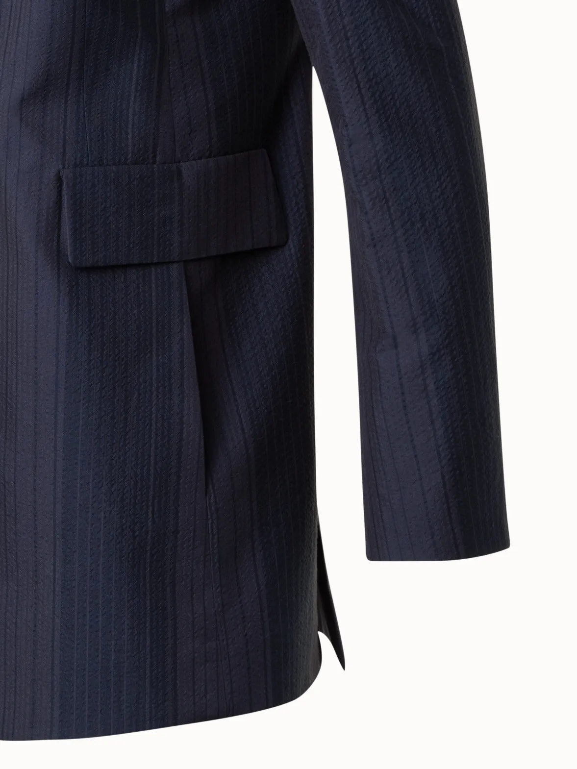 Long Jacket in Silk Cotton Seersucker