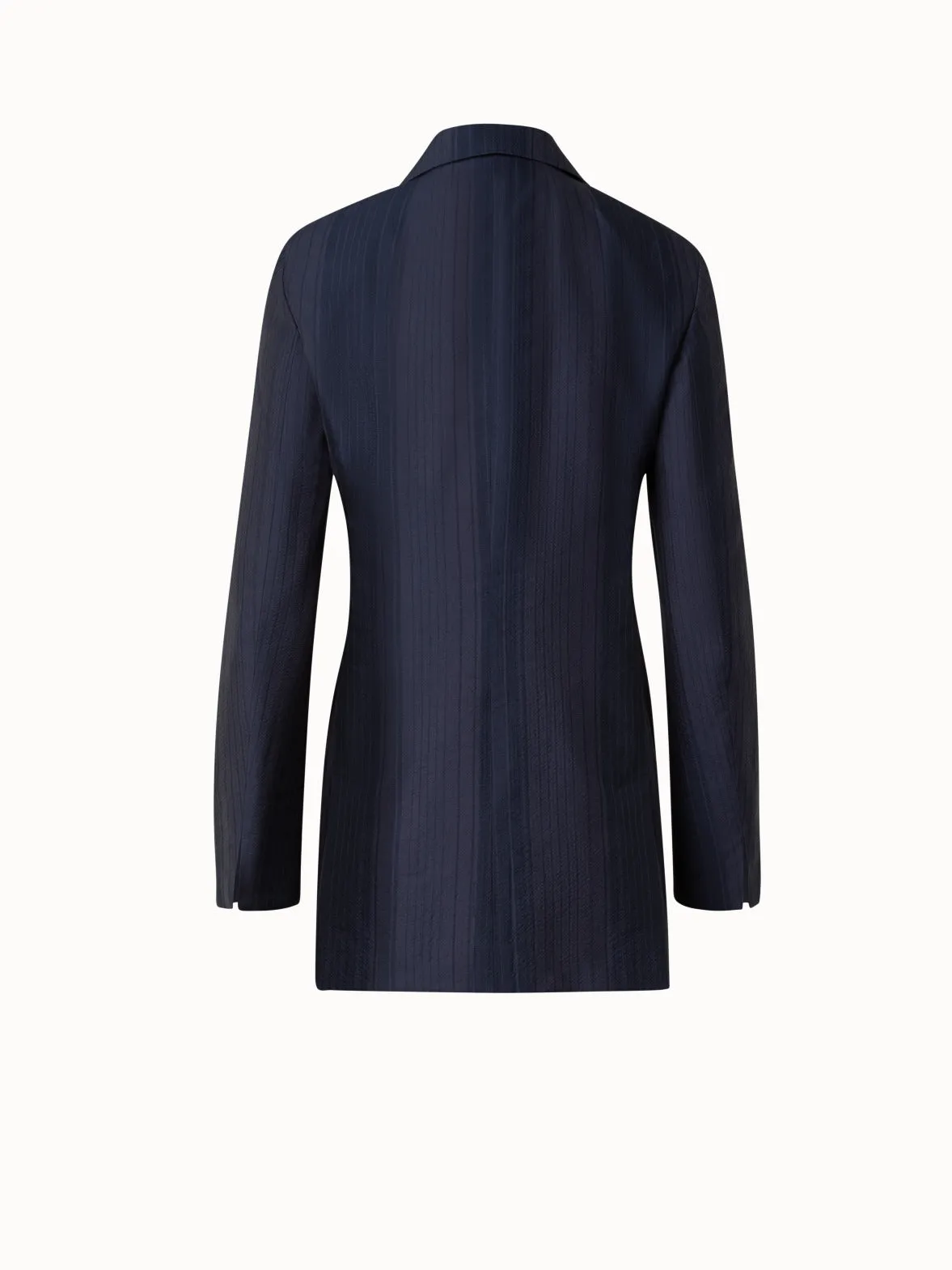 Long Jacket in Silk Cotton Seersucker