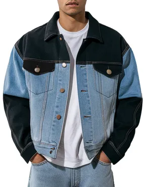 Men's Fashion Colorblock Jean Jacket