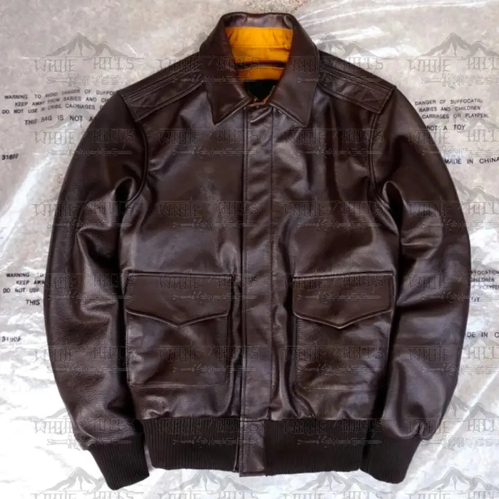 Men’s Genuine Calf Skin Military Leather Jacket
