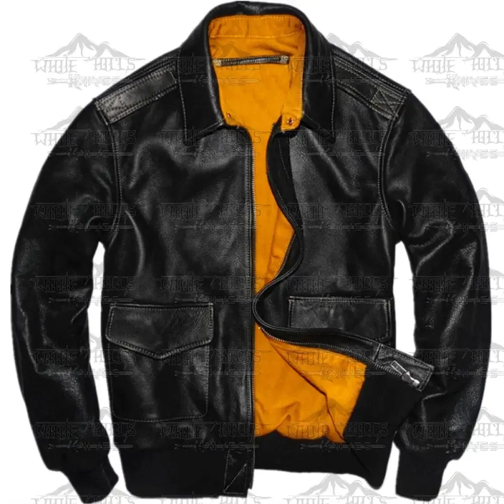 Men’s Genuine Calf Skin Military Leather Jacket