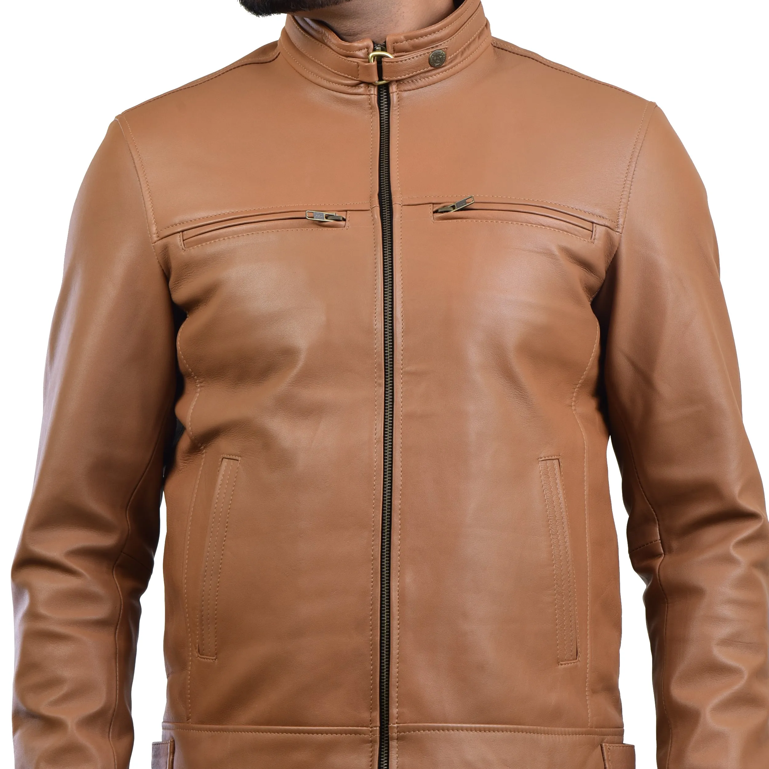 MENS LEATHER JACKET 410142(TAN)