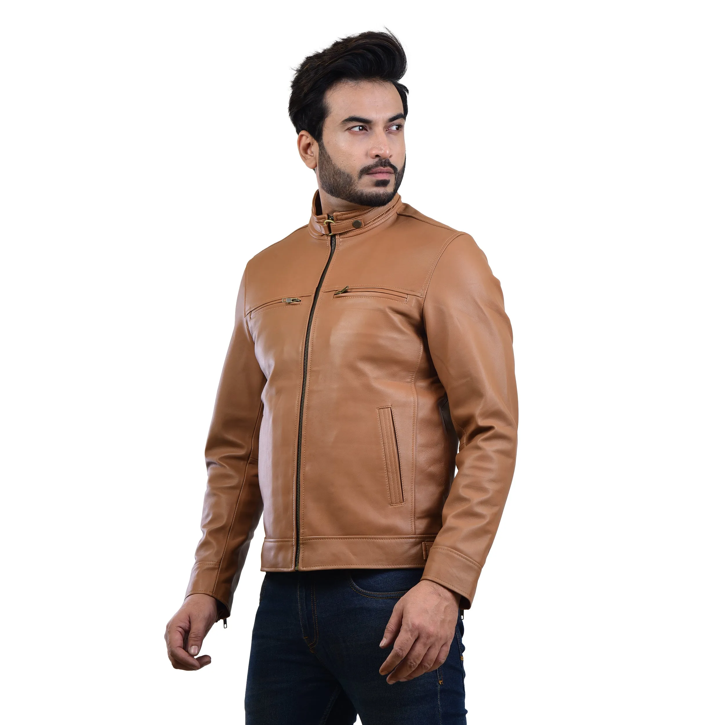 MENS LEATHER JACKET 410142(TAN)