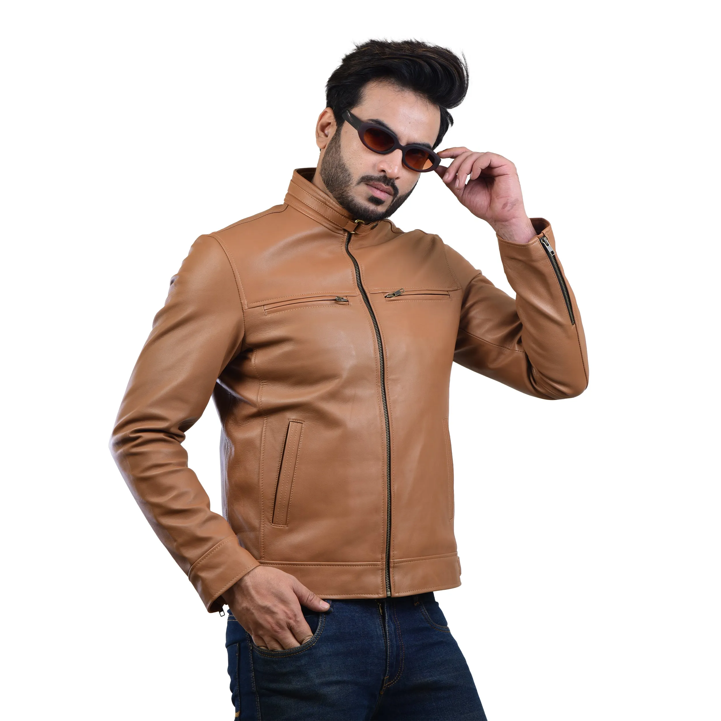 MENS LEATHER JACKET 410142(TAN)