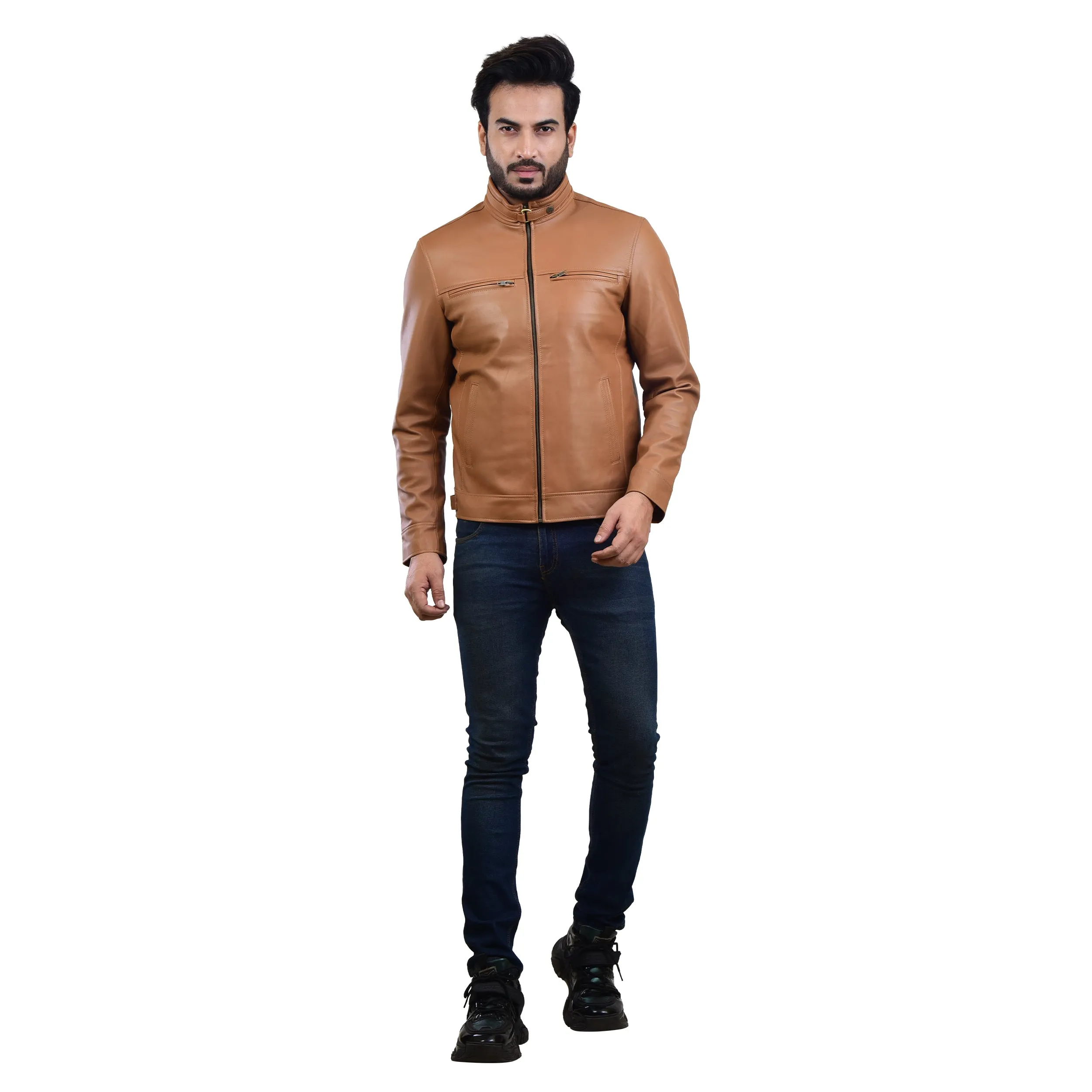 MENS LEATHER JACKET 410142(TAN)