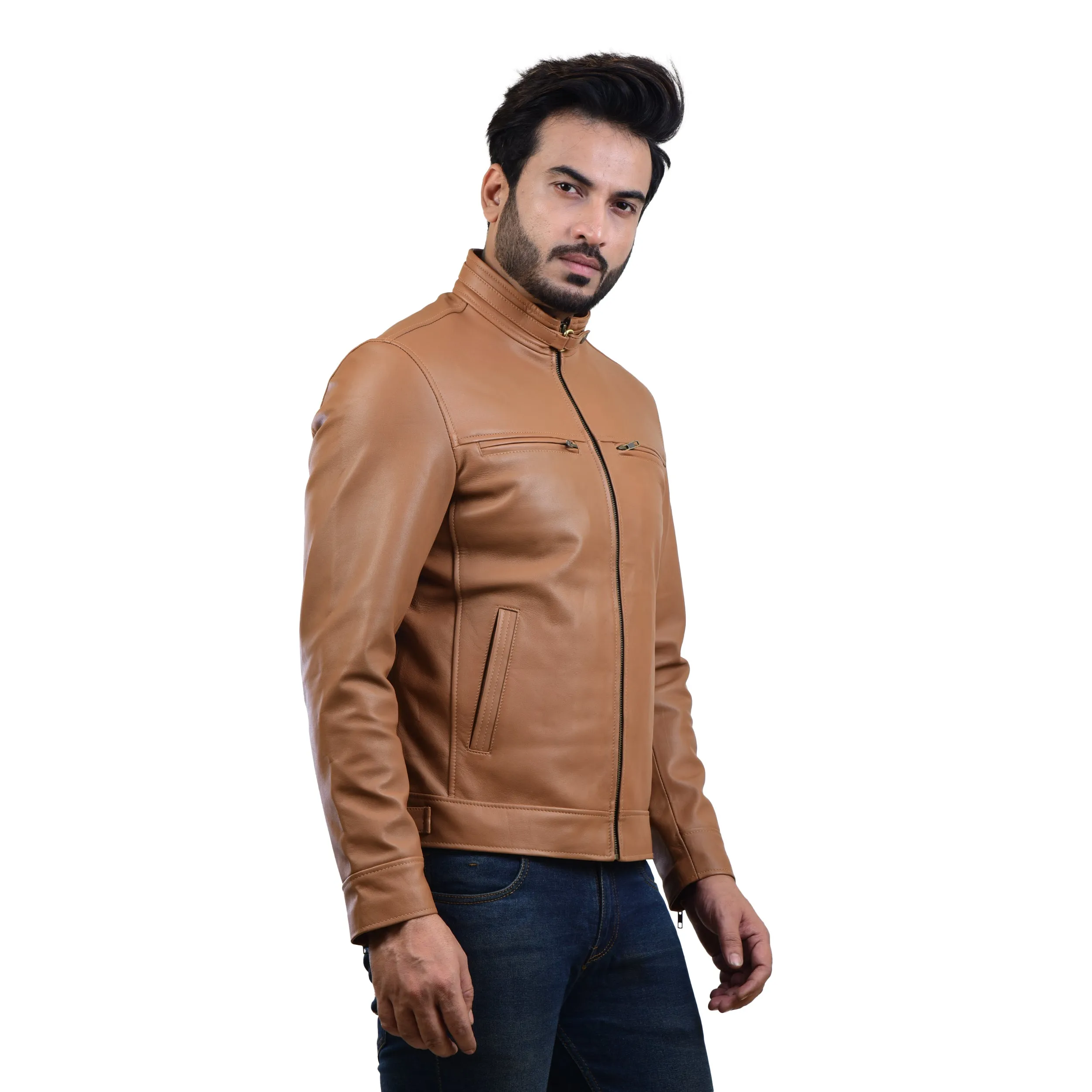 MENS LEATHER JACKET 410142(TAN)