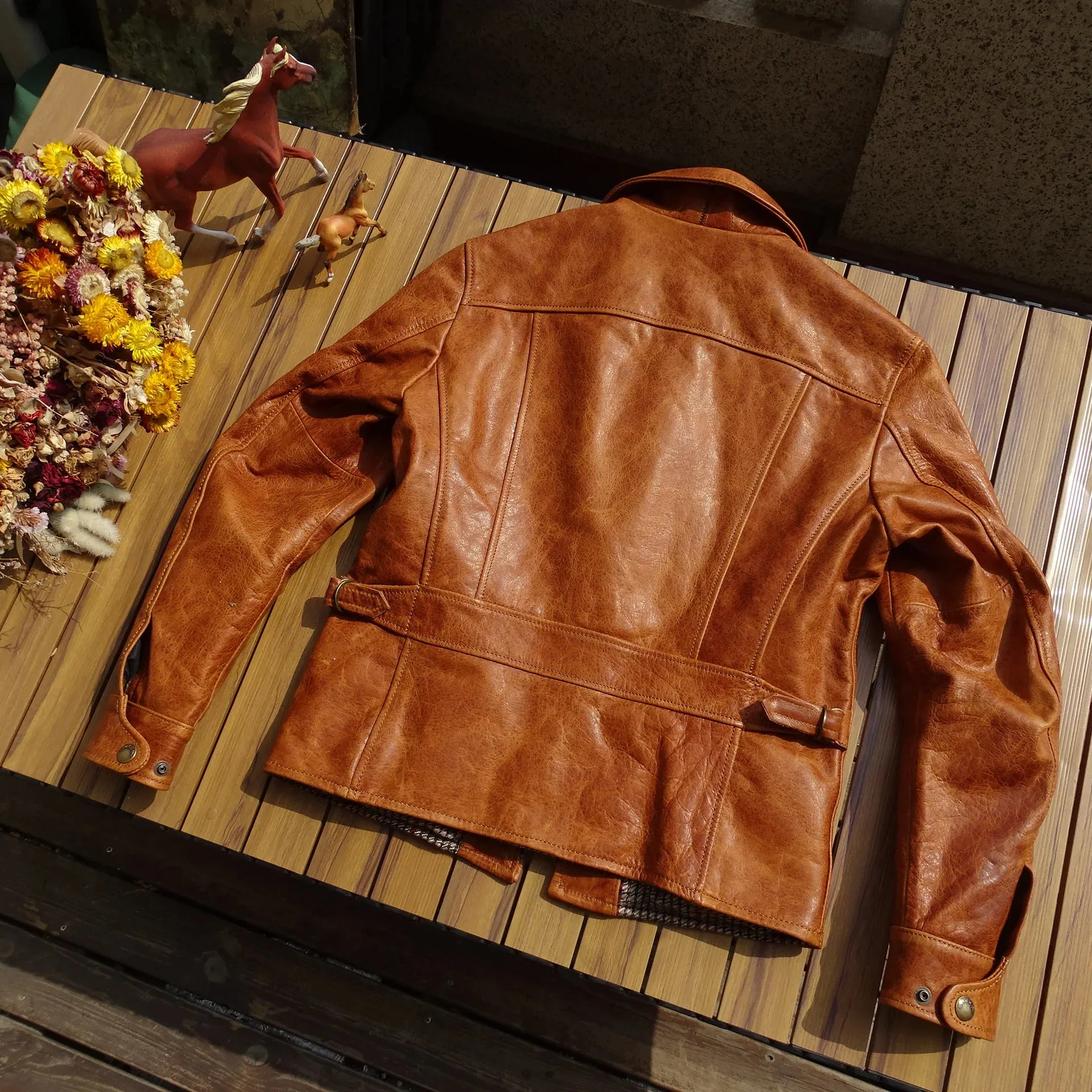 Men's Leather Jacket Amber - Vintage Style