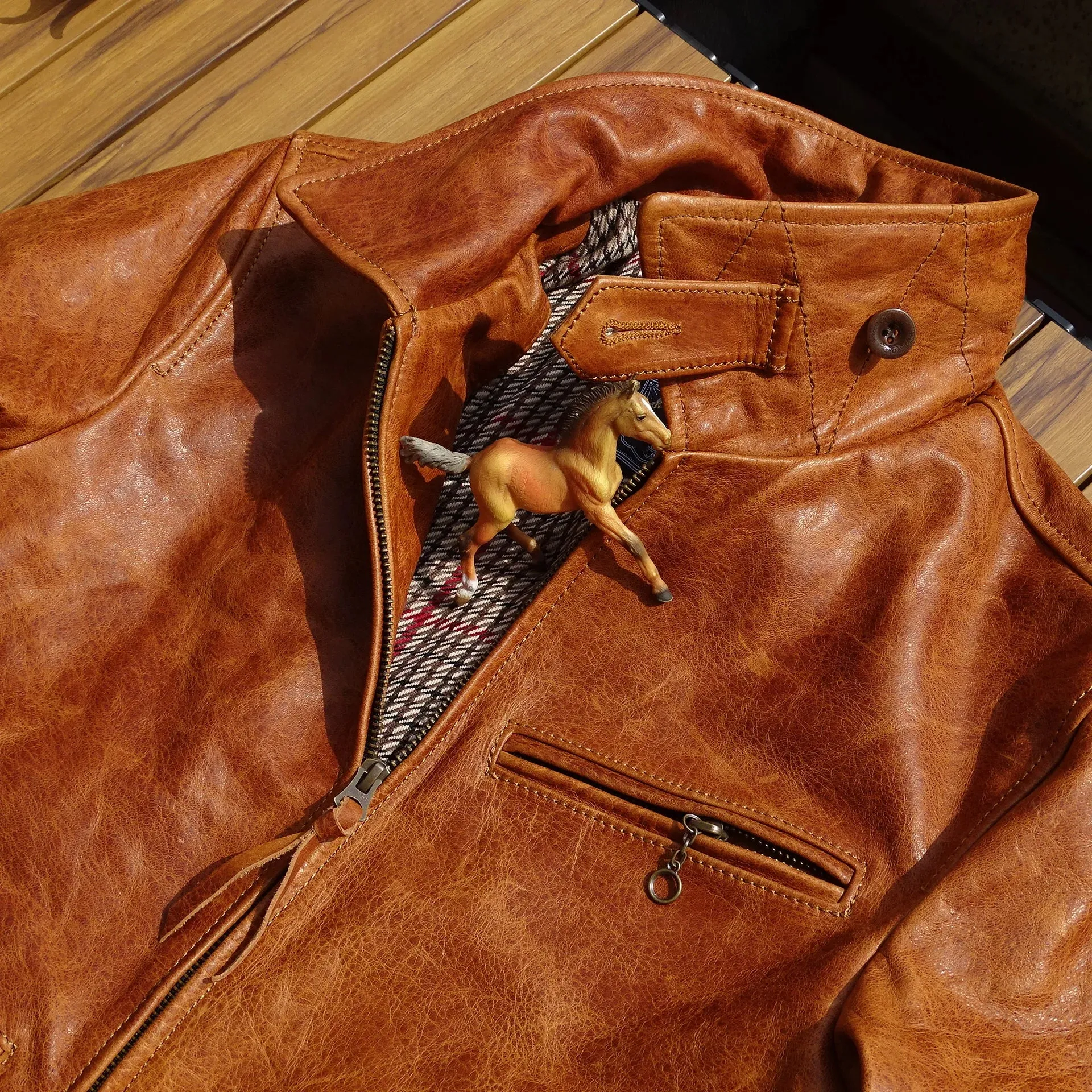 Men's Leather Jacket Amber - Vintage Style