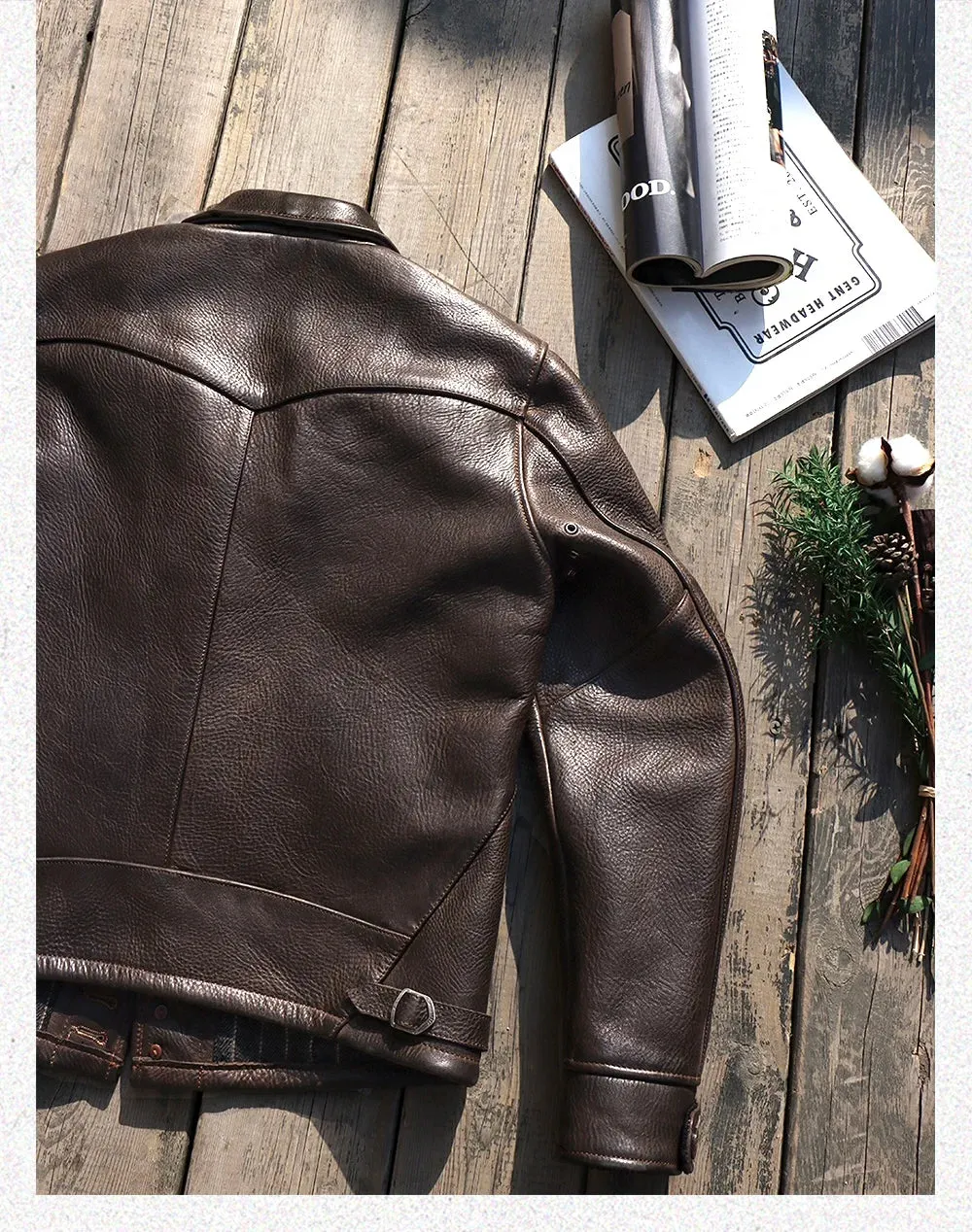 Men's Leather Jacket with 3 Pockets