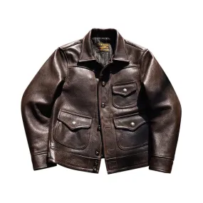 Men's Leather Jacket with 3 Pockets