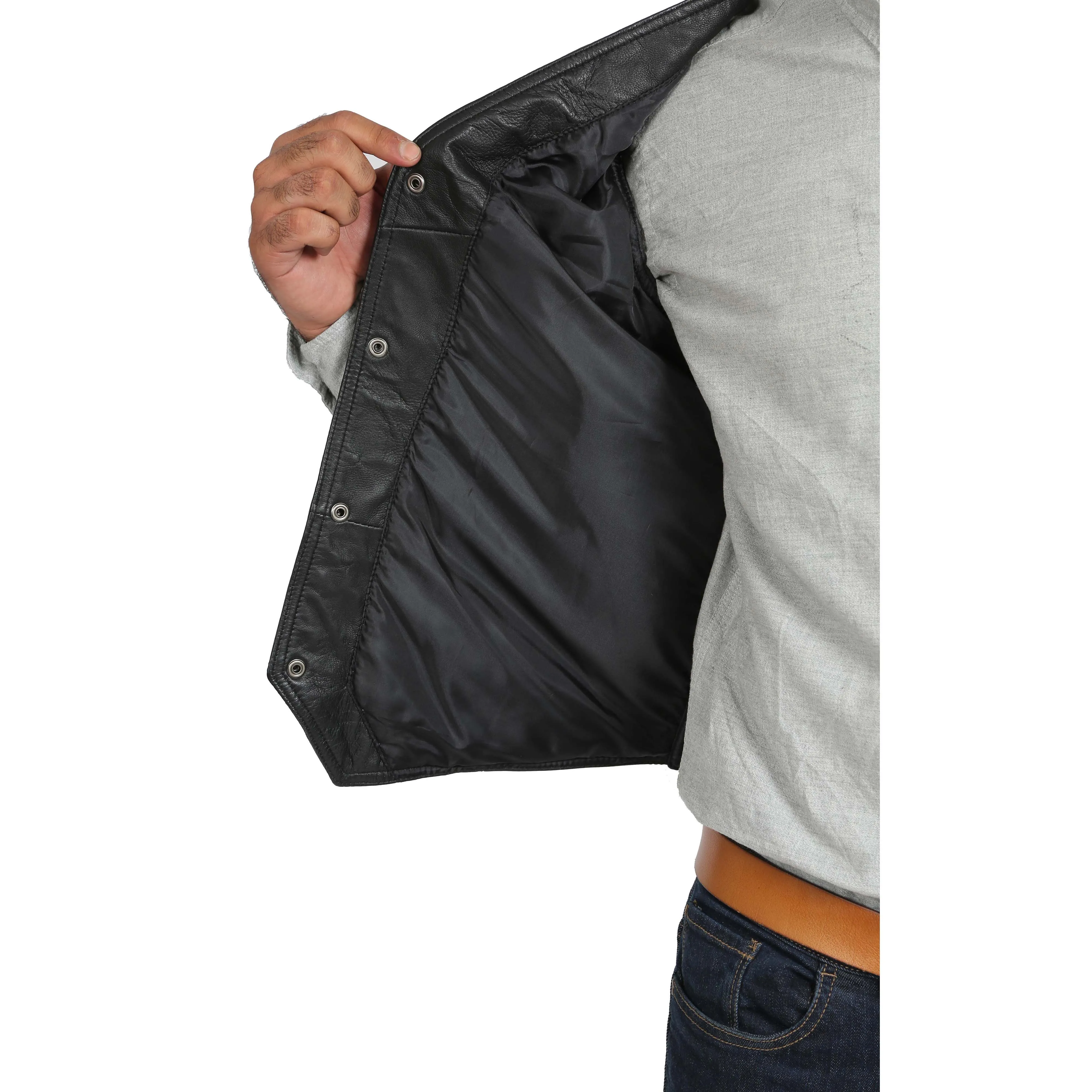 Mens Soft Leather Waistcoat Classic Gilet Bruno Black